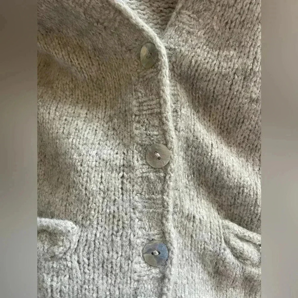 Peruvian Connection Baby Alpaca Oatmeal Cardigan Sweater Size XS - Picture 3 of 11